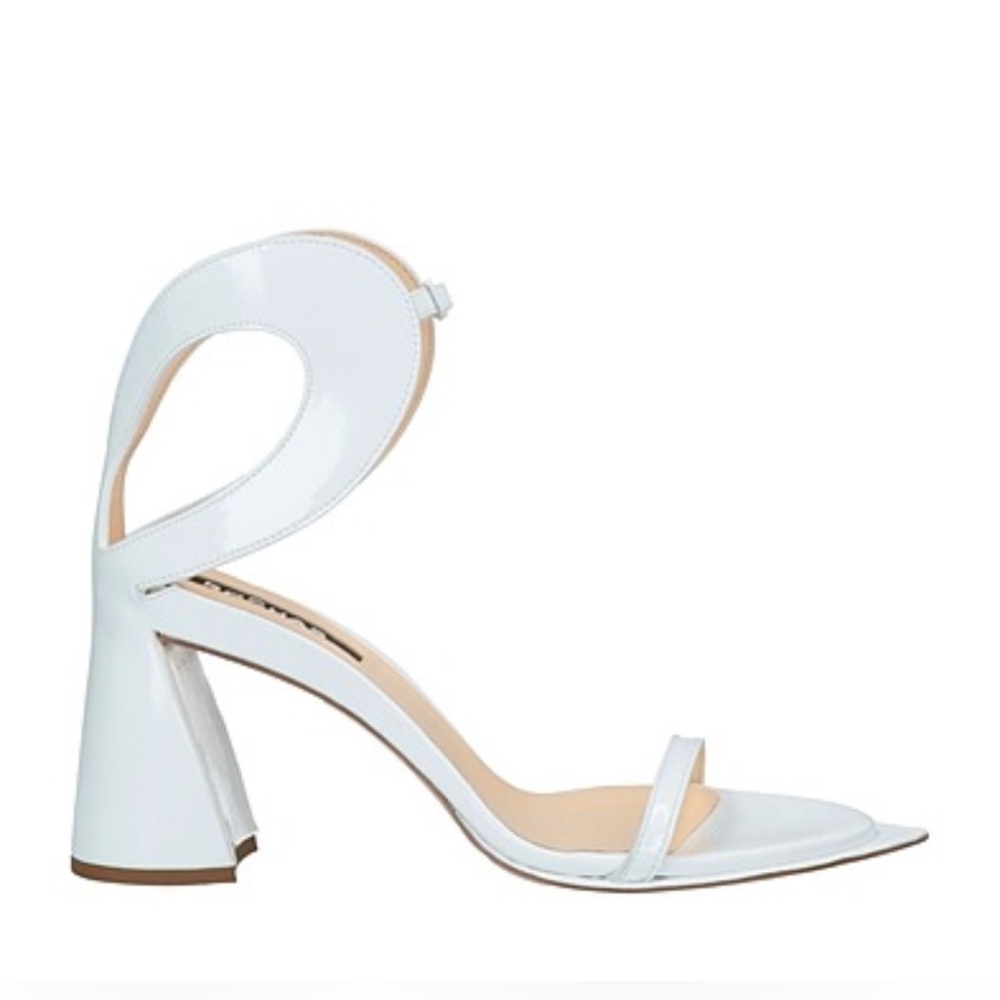 ROCHAS Paris Heart Shaped White Pointed Open Toe Sandals Heels